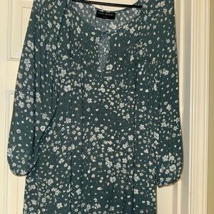 Lane Bryant White Buttoned Long Sleeve Sundress